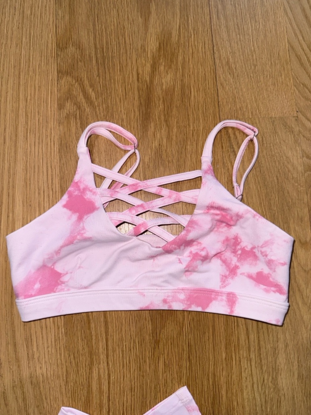 Bombshell Sportswear Pink Tie-Dye Crisscross Sports Bra & Legging Set, S/XS - Picture 4 of 10